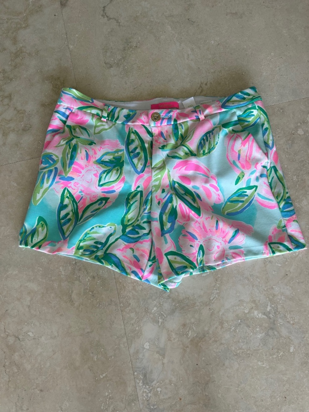 Lilly Pulitzer pink and green floral shorts size 12